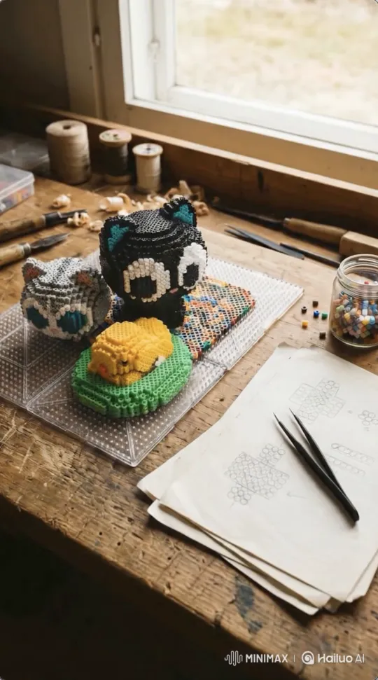 上传照片，将平面图转为拼豆模型效果 by Hailuo AI Video Generator